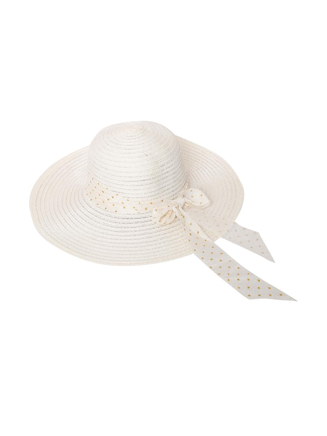 madforgift Women's White Straw Floppy Sun Hat with Polka Dot Bow, Beach and Travel-picture-12