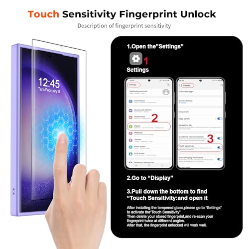 Image of SUPFINE Magnetic for Samsung Galaxy S23 Ultra Case with Screen Protector, (Built-in Magnets) (Military Grade Drop Protection) Slim Translucent Shockproof Phone Case,Purple