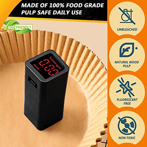 Air Fryer Disposable Paper Liner, 9.5 Inch Large Air Fryer Paper Liner 100 Pcs, Non-Stick Parchment Paper Pads Oil Resistant, Waterproof, Food Grade Baking Paper For Roasting Microwave #TOP1