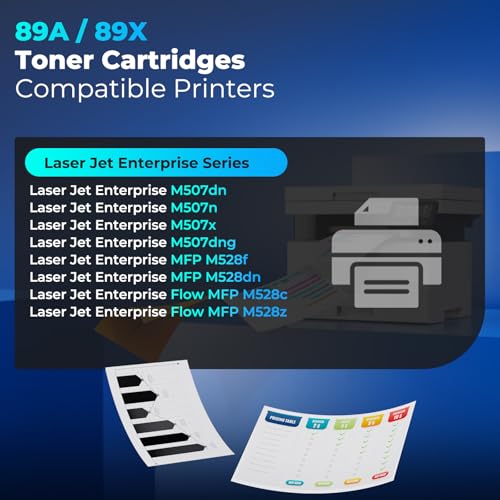 Image of 89A Black Toner Cartridges Compatible for HP 89A CF289A 89X Toner, 2 Pack | Compatible for Laser Jet Enterprise M507 M528 Series Printer,Long-lasting,5000 Pages
