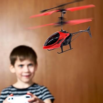 RC Flying Aircraft, Radio Controlled Air Vehicle Model, One Key Takeoff & Landing, Stable Hovering Glider, Indoor Outdoor Portable Flying Device (Red)