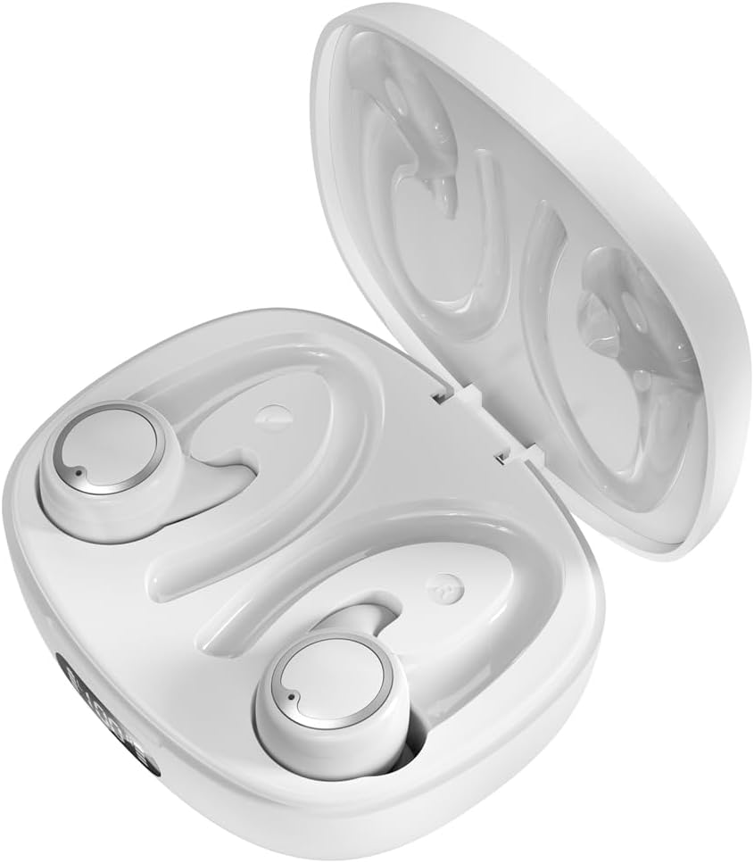 White,Wireless Earbuds Bluetooth 5.3 in Ear Headphones, 35H Playtimes, Featuring Clear Calling, Secure Earhook Design, IPX3 Sweat Resistant Headset for Workout, Running