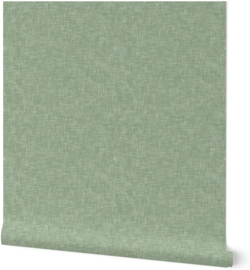 Spoonflower Peel & Stick Wallpaper 3ft x 2ft - Solid Light Sage Green Baby Boy Texture Custom Removable Wallpaper
