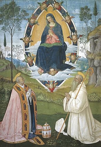 Toile Pinturicchio Dame et Saint Benoît pour salon élégant