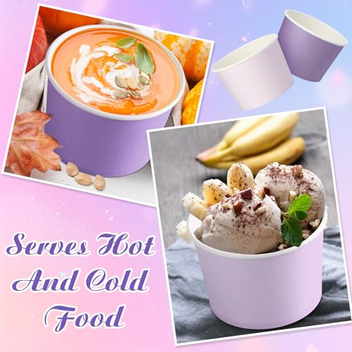 Image of Nuenen 300 Pcs 8 oz Summer Ice Cream Paper Cups Bulk Disposable Dessert Cups Solid Color Paper Dessert Bowls for Snack Sundae Spring Party Favors Ice Cream Bar Supplies (Purple Gradient)