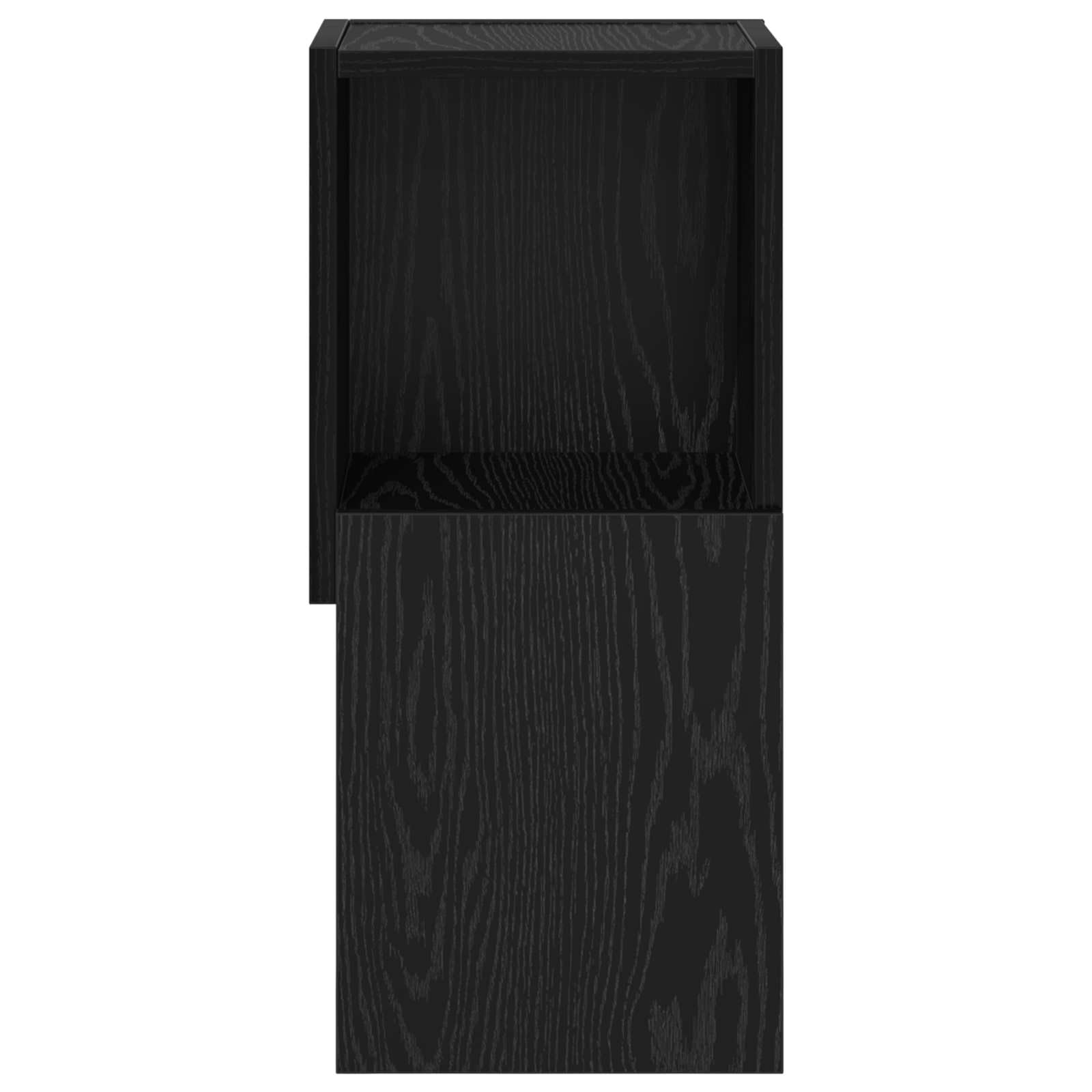 Hothingwell Szafka narożna dębowa czarna 25,5 x 25 x 55 cm z drewna inżynieryjnego, nowoczesna półka narożna z matowym wykończeniem, oszczędność miejsca do salonu, książek i dekoracji, mocowanie