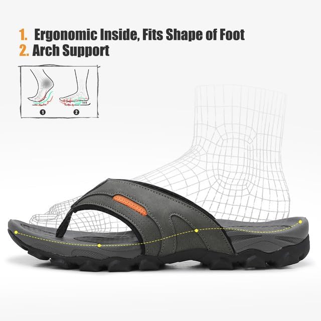 ARRIGO BELLO Flip Flops Mens sandbeach Thong Sandals Leather Sliders Non-Slip Summer Slippers Durable Antislip Flip-flop US Size 8-13 - Image 6