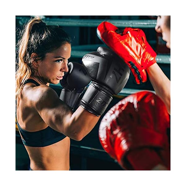 Boxing Gloves Kickboxing Muay Thai Punching Bag MMA Pro Grade Sparring Training Fight Gloves for Men & Women (Black, 10oz)