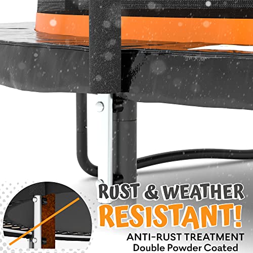 JUMPZYLLA New Trampoline for Kids and Adults 10 FT, 12 FT, 14 FT - Recreational Outdoor Trampoline with Net - Straight Pole Fun Exercise ASTM Approved - Thumbnail 5