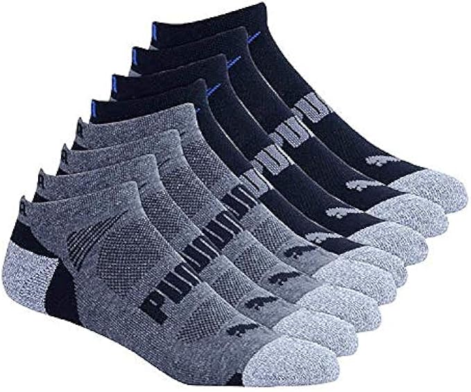 Puma Men's No show Sport Socks, Moisture Control, Arch Support (8 Pair)