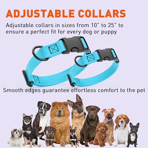 Image of Dogline Biothane Waterproof Dog Collar with Quick Release Buckle Strong Coated Nylon Webbing with Odor- Proof for Easy Care Easy to Clean Fits Small Medium Large Dogs, Cyan Blue 5 /8 inch W 9-14 inch L