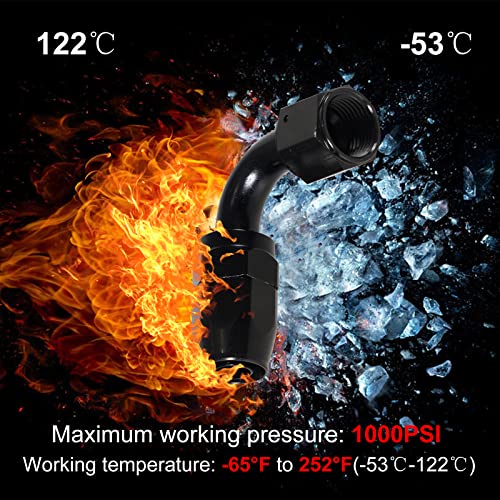 Image of 1PCS 4AN 90 Degree Swivel Hose End Fitting for Braided CPE Fuel Line Anodized Aluminum Alloy Black