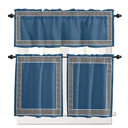 IDOWMAT Abstract Greek Inspired Geometric Art Curtain Tier and Valance