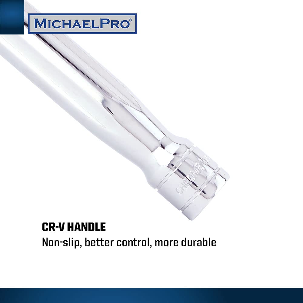 MichaelPro MP007003 Barre de disjoncteur d'extension 1,27 cm/poignée flexible, longueur 45,7 cm, connectez votre cliquet avec cette barre de disjoncteur, tête flexible rotative (longueur 45,7 cm)