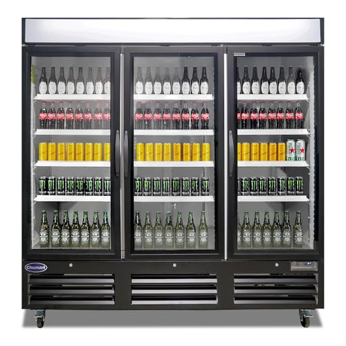 Image of CHUMART 72 Cu. Ft Commercial Refrigerator, 81" Beverage Refrigerator with 3 Glass Door Commercial Merchandiser with LED Light, Display Drink Fridge for Shop, Bar