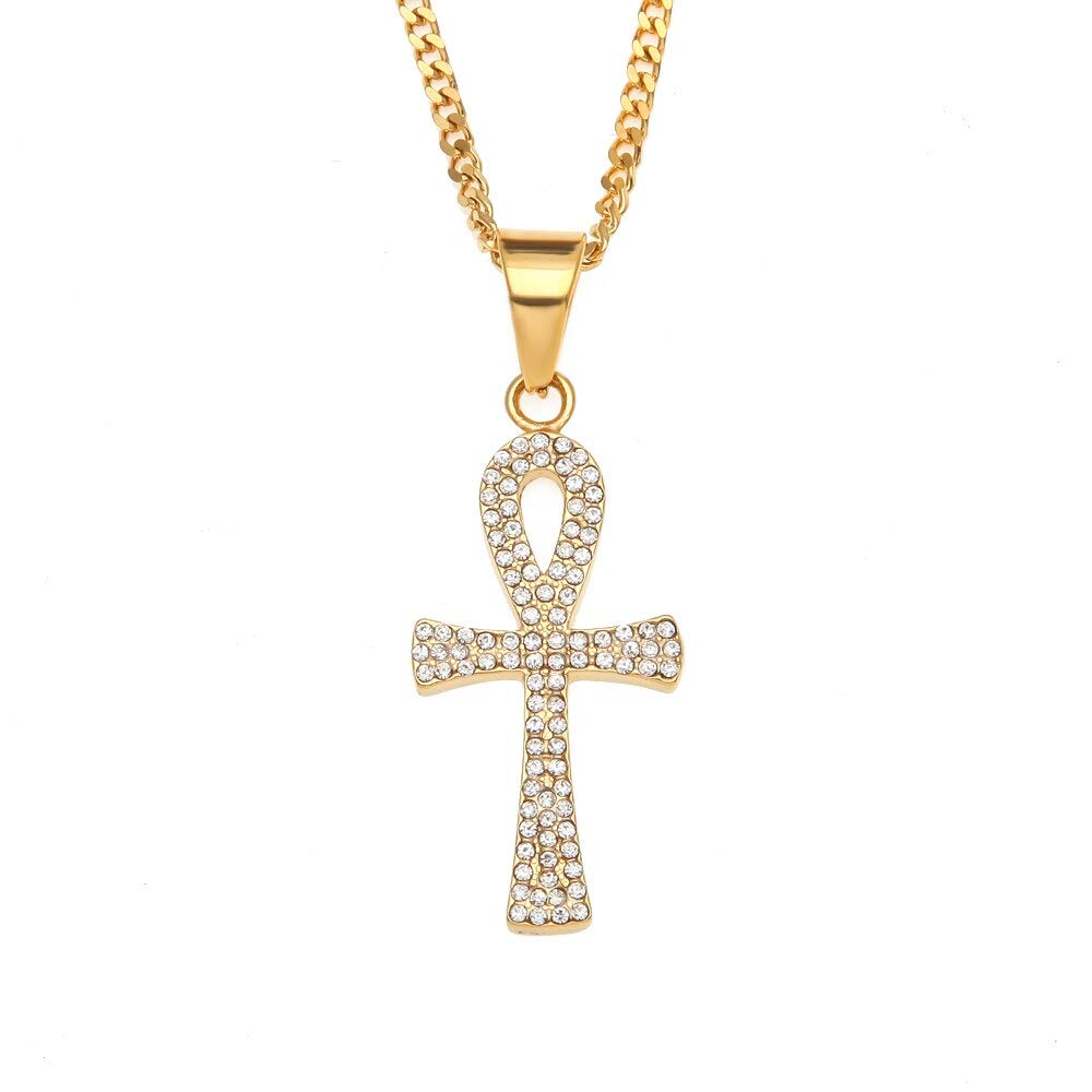 Wisiorki ze stali nierdzewnej w kolorze złotym Naszyjnik Iced Out Cross Biżuteria życia wiecznego