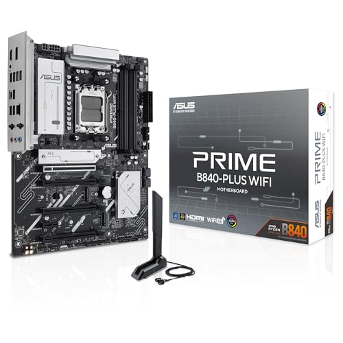 ASUS Prime B840-PLUS WiFi - Placa Base AMD ATX, DDR5, PCIe 4.0 Ready, Tres Ranuras M.2, Wi-Fi 6E, Realtek 2.5Gb Ethernet, DisplayPort, HDMI, USB 10Gbps Tipo-A y Tipo-C, BIOS Flashback, Aura Sync