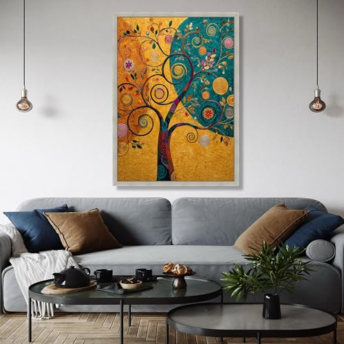 Tableau abstrait pour illuminer un salon mur blanc 60x90