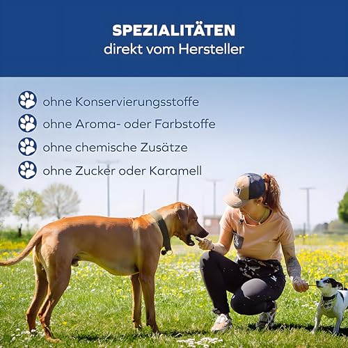 Tiernahrung Schwenner Rinderdörrfleisch für Hunde - 8-12 cm leckere Kaustangen - Hundeleckerli aus Trockenfleisch - 1000g Hundesnack