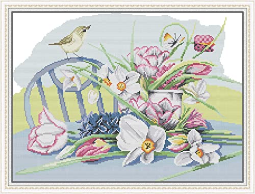 Peinture au diamant 5D kit point de croix fleur d'oiseau idée cadeau idéale