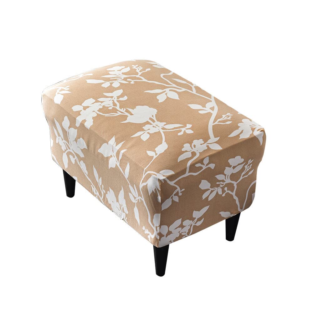 Highdi Ottoman Cover Rectangle Polyester Spandex, Stretch Footstool Slipcover, Stool Protector Cover with Elastic Bottom, Dustproof Removable Washable Footrest Pouffe Covers