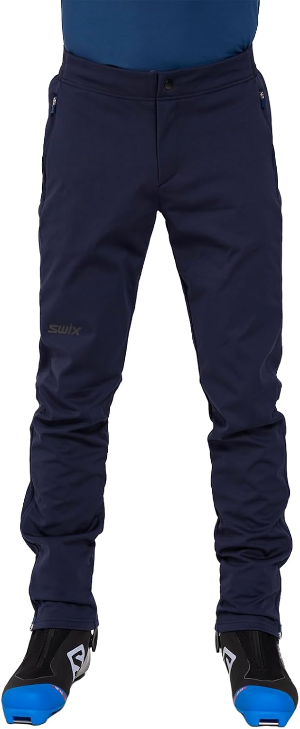 Swix Men's Infinity Softshell Stretchy Durable Water-Repellent/DWR Fleece-Lined Winter Sports Snowboarding Skiing Pants, Dark Navy, XX-Large