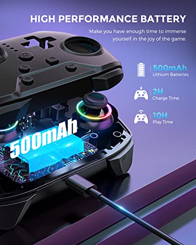 Switch Pro Controller, Wireless Pro Gamepad With Back Buttons, Switch Turbo Controllers With Adjustable Vibration, Echtpower Ergonomic Game Handle For Nintendo Switch/Lite/Oled #TOP6
