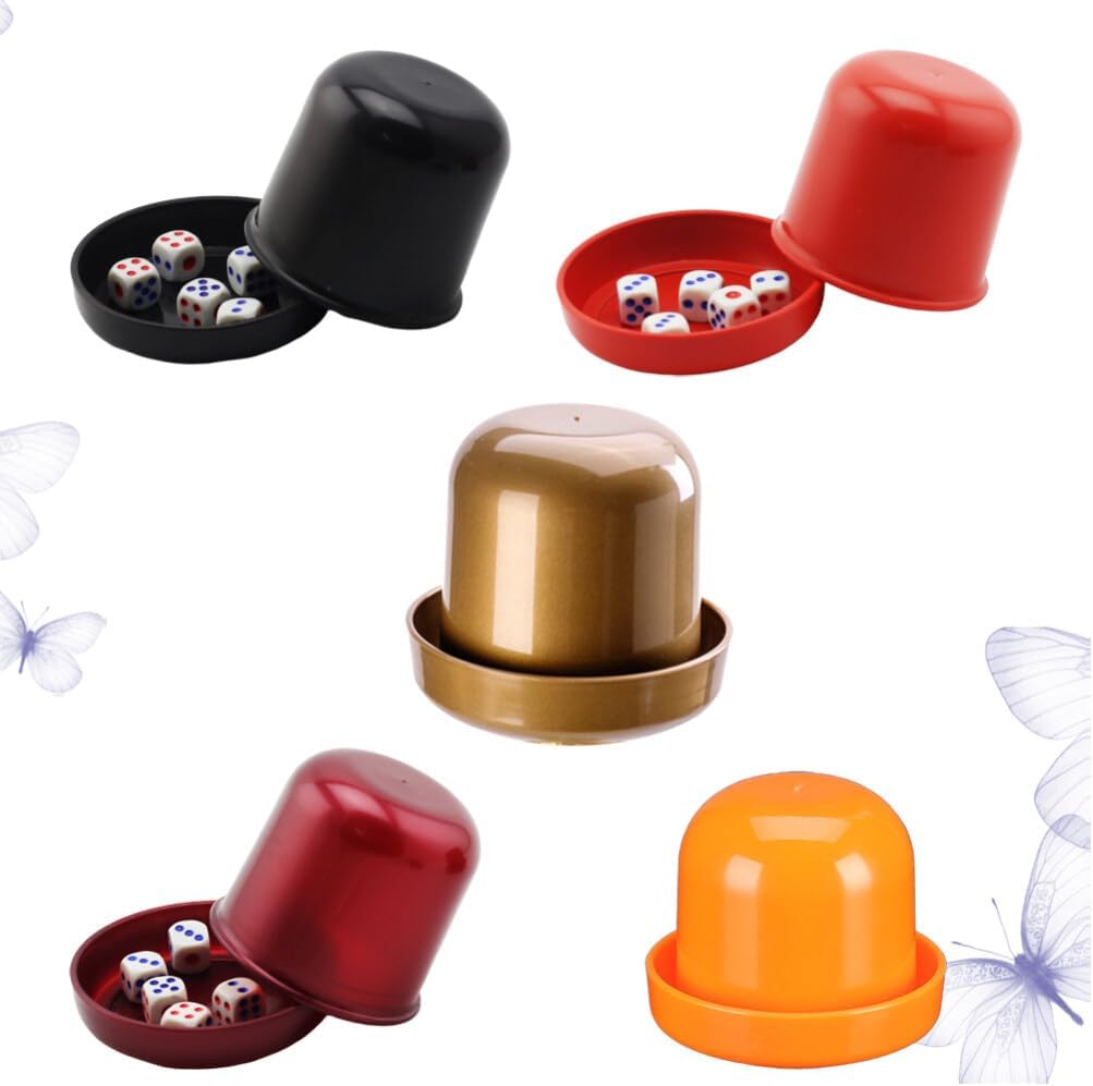 VICASKY 5 Sets of Bar Dice Cup Ktv Dice Box Felt Lining Thicken Design Anti-Cheating Fun Game
