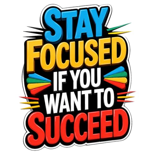 Image of Rangoli Motivational Quote Wall Sticker Self-Adhesive 16 x 20 Inch Waterproof Wall Decor for Living Room Bedroom Office Stay Focused Success Wall Decal