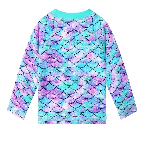 Image of XFGIRLS Girls 2-Piece Swimsuit Long Sleeve Rash Guard Set Toddler 6M-8Y | UPF 50+ blocks 98% UV, Quick-dry, Easy on /off, Bright colors stand out, Machine wash, Breathable, Beach, swim, water park