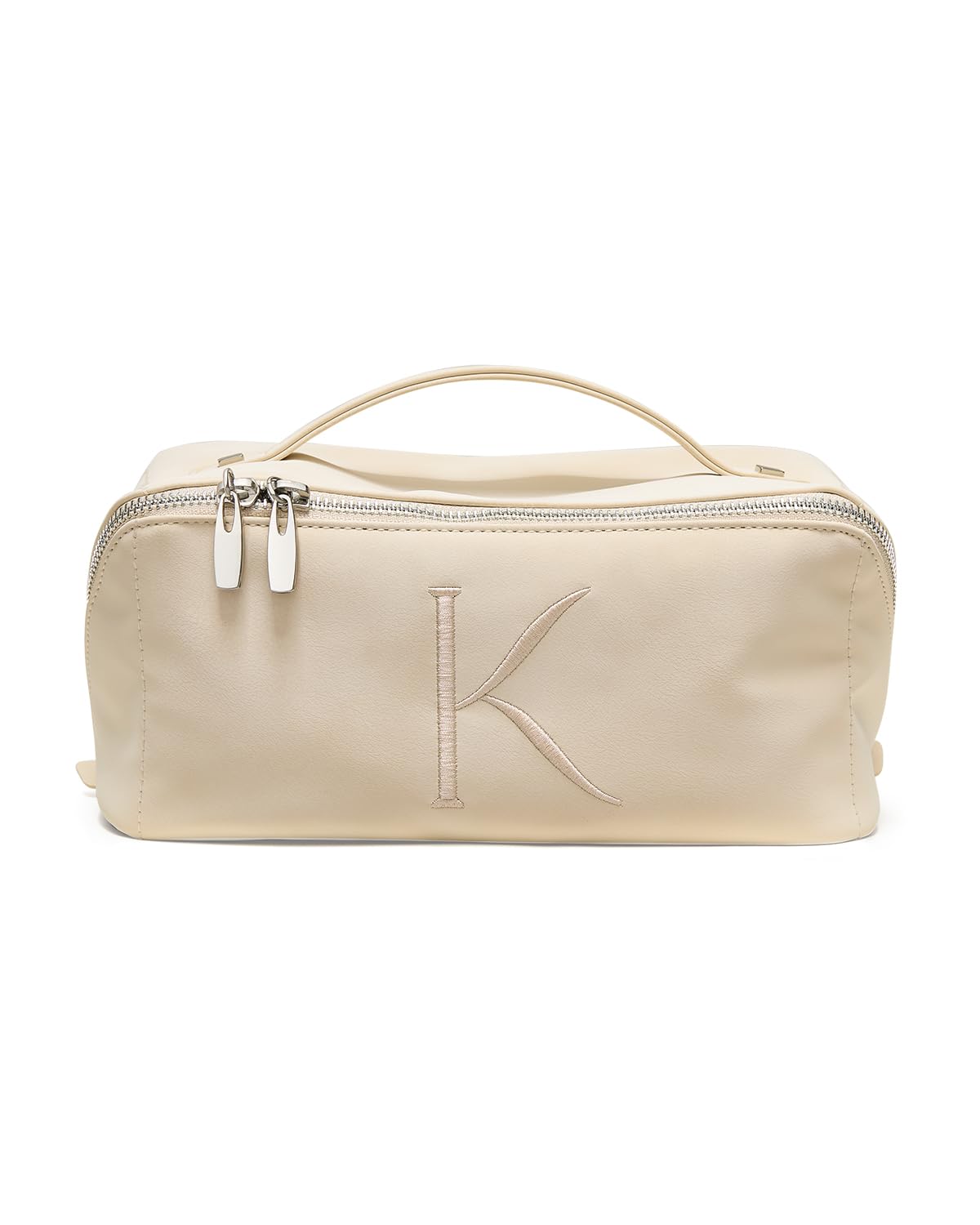 EACHY Travel Makeup Bag for Women, Personalized Initial K Cosmetic Bag