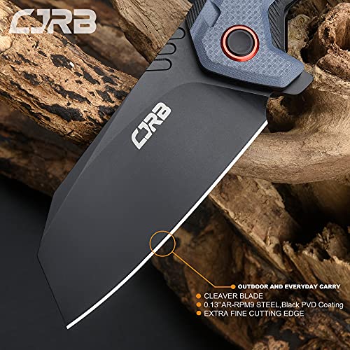 CJRB CUTLERY Faca tática Tigris (J1919) AR-RPM9 aço em pó preto lâmina PVD preto & Blule G10 faca do