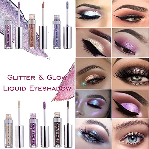 Glitter Eyeshadow，Makeup For Eyes Liquid Shimmer Sparkle Glow Light Colors Pencil Stick Shiny Long Lasting Waterproof Shining Eye Shadow Sets Metallic Pigments Metals Gloss Sparkling Pen Kit (A110) #TOP5