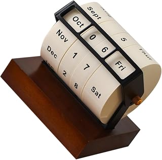 Rotary Wooden Perpetual Desk Calendar for Office and Home