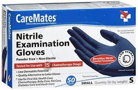 CareMates Nitrile Medical Exam Gloves, Latex Free Rubber, Powder Free, Extra Strong, 4 Mil Thick, Certified for Home Infusion, First Aid, Cleaning Gloves, Small, 150-Count