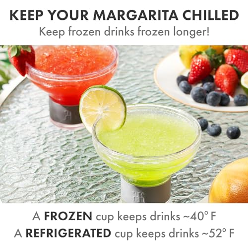 Image of Frozen Margarita & Cocktail Chiller Glasses | Set of 2 | 12 OZ Unbreakable Tritan Acrylic, Double Wall Plastic Insulated Glass to Keep Your Drink Cool with Freeze Gel Glass, SiliconeHolder (12 OZ)