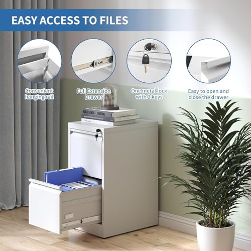 Image of 2 Drawer File Cabinet with Lock,Metal File Cabinet for Home Office
