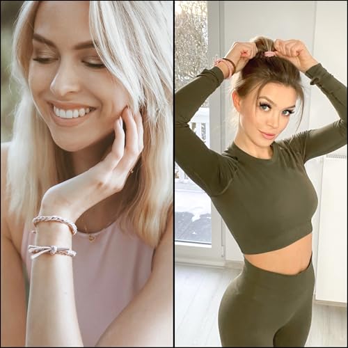 Foto von Bellody® Original Haargummis - Stylisch geflochtener Haargummi mit starkem Halt (4er Set - Mellow Rose) - Damen Haarschmuck in Hell Rosa