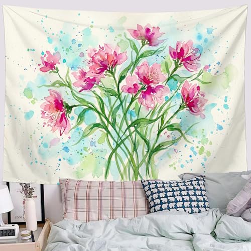 Tapiz para dormitorio JRISEMECY 230x150cm, colgante de pared con plantas y manta de picnic crema