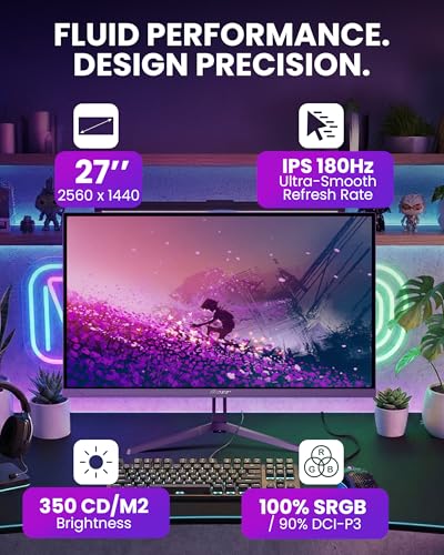 Image of Arozzi Gaming Monitor Nova 27 inch IPS 180Hz - Computer Monitor QHD 1440p - Adaptive Sync, HDR10 & Flicker Free Display - 100% sRGB Color Accuracy - PC & Console Ready - Purple