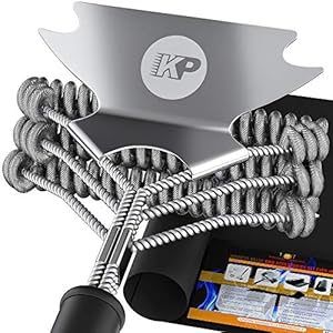 KP 3 in 1 Dream Set- Safe Grill Cleaning Kit – Bristle Free Grill Brush for Outdoor Grill w/Grill Scraper +Heavy Duty Grill Mat|Best BBQ Brush for Grill Cleaning | Grill Accessories for All Grills