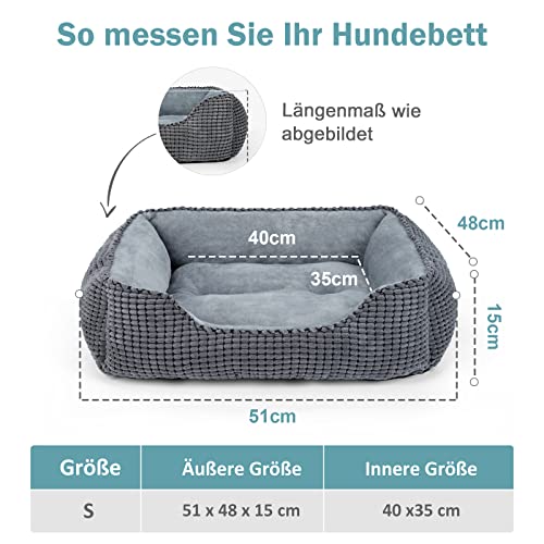 JOEJOY Hundebett Kleine Hunde, Hundekorb Waschbar Flauschig, rutschfeste Hundebetten Weiche Plüsch, 51x48x15cm, Hundekörbchen für Kleine Hunde und Katzen