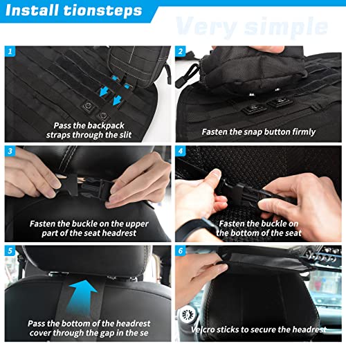 Universal Tactical Vehicle Seat Back Organizer With 3 Detachable Molle Pouch Medical Pouch,Tool Pouch,Large Admin Pouch Vehicle Panel Organizer Storage Bag For All Vehicle #TOP6