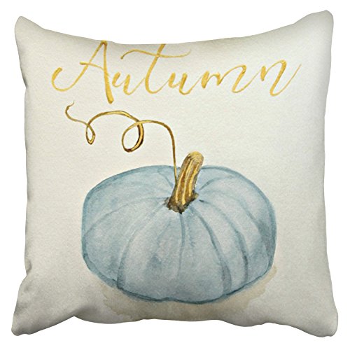 Taysta Pillowcases Decorative Autumn Fall Blue Gray Cinderella Pumpkin Watercolor Throw Pillow Covers Case Cases Cover Cushion Sofa Size 16X16 Inches Two Side #TOP5