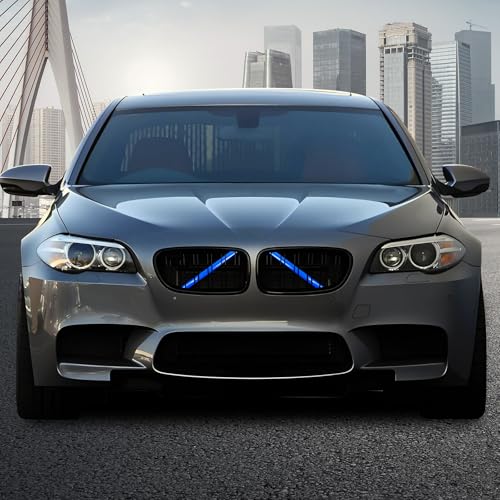 Image of V Brace Wrap Covers Compatible with BMW Grille Inserts StripesWrap | Blue Grill Inserts Compatible with BMW 5 Series F10 /6 Series F06 /7 Series F01 /X1 F48 / X2 F39 F13 Accessories