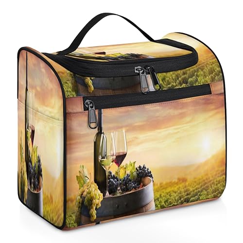 bisibuy Touring Niagara Wineries Makeup Bags Portable Cosmetic Bags Durable Waterproof with Hanging Hook Large Capacity Travel Makeup Bag for Travel Accessories Toiletries