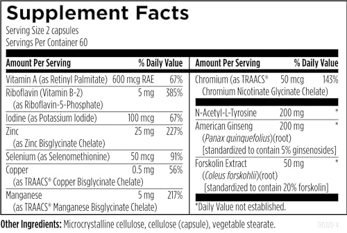 designs for health thyroid synergy - thyroid support supplement with iodine american ginseng selenium zinc  manganese - vegan thyroid vitamins gluten free 120 capsules