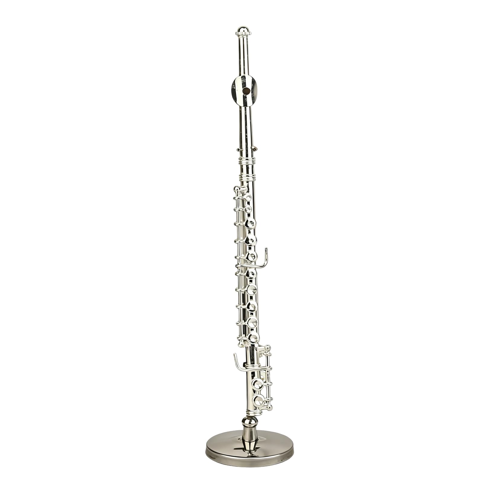 Introti Miniature Flute Model with Stand and Case Mini Musical Instrument Flute Replica Collectible Figurines Dollhouse Accessories for Music Festival Lover Home Decoration (11cm)