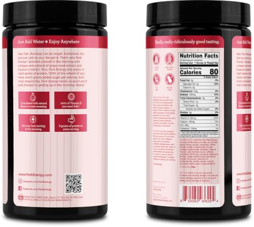 Image of Perk Energy Drink Mix (White Chocolate Peppermint Pretzel) 20 Servings | Caffeinated Healthy Coffee Alternative with Protein, 100mg of Caffeine, Gluten-Free, Soy-Free, Peanut-Free