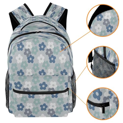 Sac à dos d'école grand volume fleurs bleues contre le mal de dos